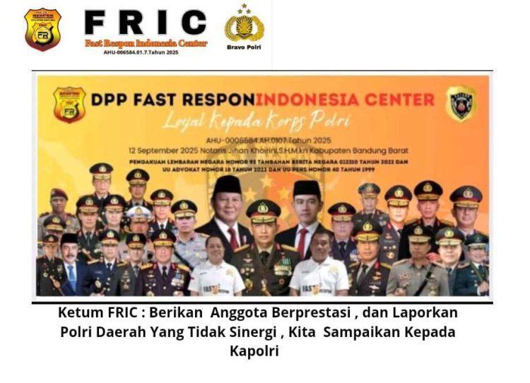 Ketum FRIC : Berikan Informasi Anggota Berprestasi dan Laporkan Polri Daerah Yang Tidak Sinergi! Kita Sampaikan Kepada Kapolri
