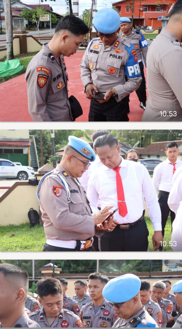 *Cegah Judi Online, Propam Polda Kalbar Cek Handphone Personel Polres Melawi Saat Apel Pagi*