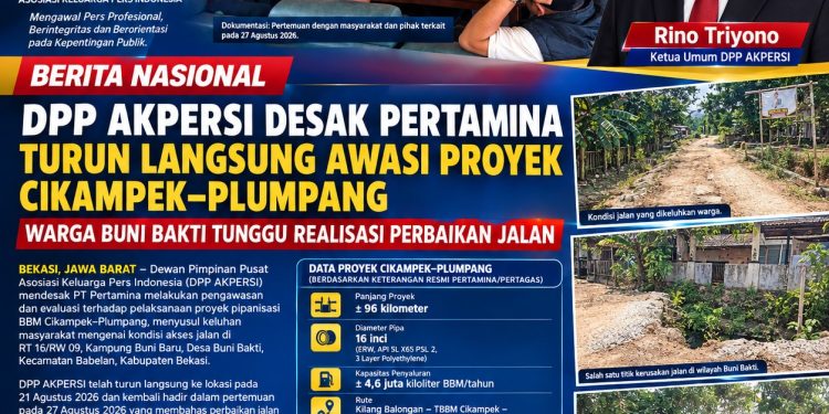 *DPP AKPERSI Desak Pertamina Turun Langsung Awasi Proyek Cikampek–Plumpang, Warga Buni Bakti Tunggu Realisasi Perbaikan Jalan*